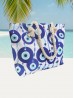 Canvas Circle Print Shoulder Tote